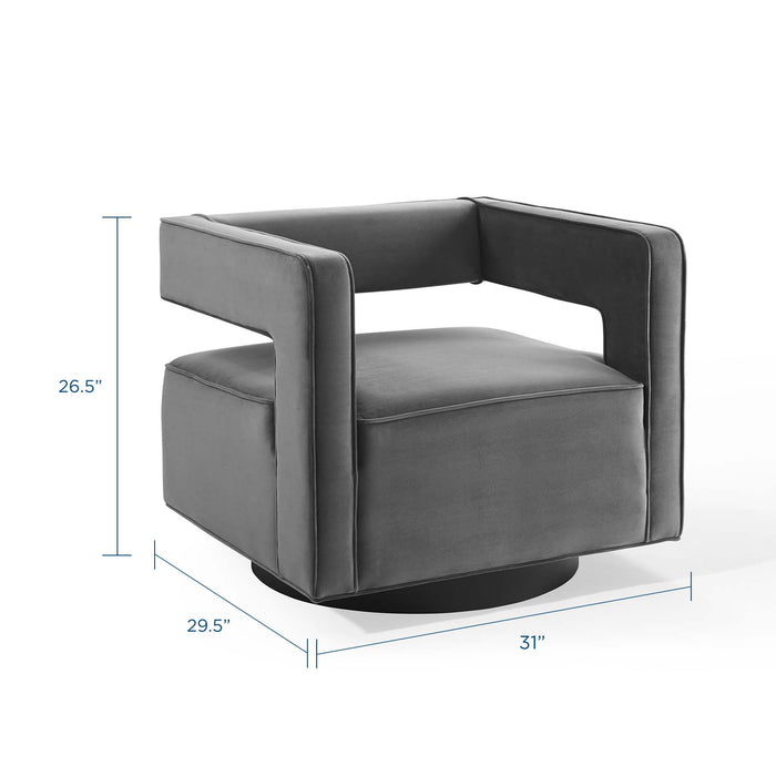 Booth Performance Velvet  Performance Velvet Swivel Armchair