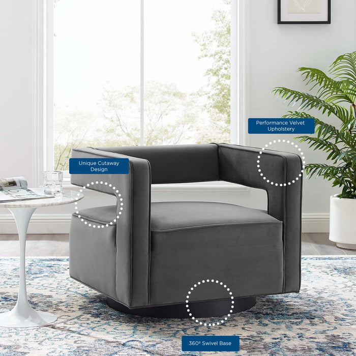 Booth Performance Velvet  Performance Velvet Swivel Armchair