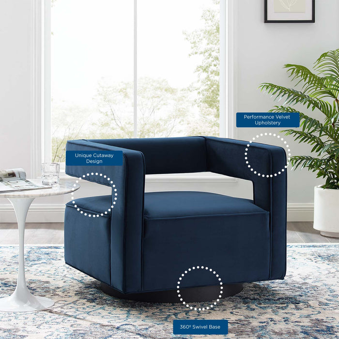 Booth Performance Velvet  Performance Velvet Swivel Armchair