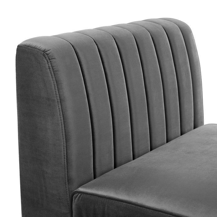 Triumph Channel Tufted Performance Velvet Armless Chair