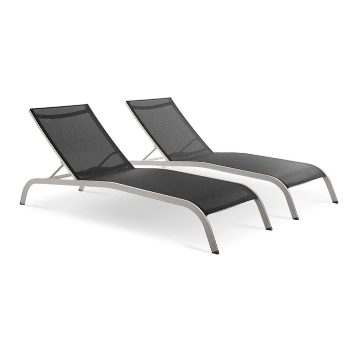 Savannah Outdoor Patio Mesh Chaise Lounge Set of 2