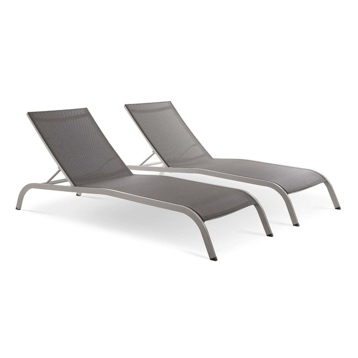 Savannah Outdoor Patio Mesh Chaise Lounge Set of 2