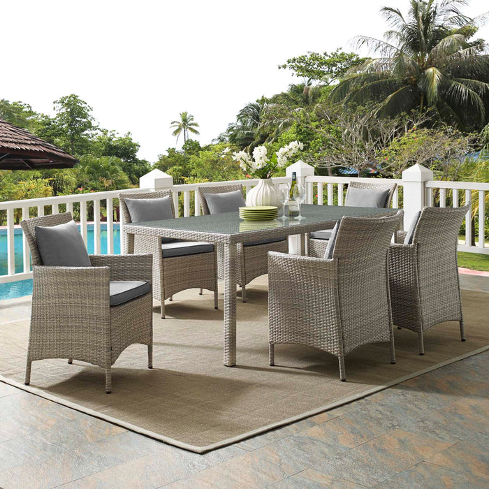 Conduit 7 Piece Outdoor Patio Wicker Rattan Dining Set