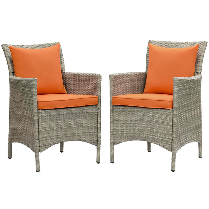 Conduit Outdoor Patio Wicker Rattan Dining Armchair Set of 2