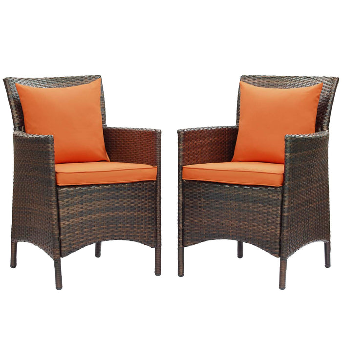 Conduit Outdoor Patio Wicker Rattan Dining Armchair Set of 2