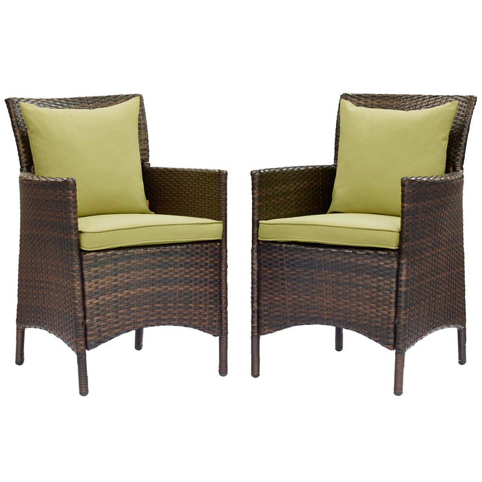 Conduit Outdoor Patio Wicker Rattan Dining Armchair Set of 2