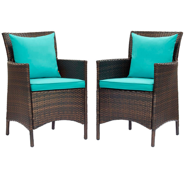 Conduit Outdoor Patio Wicker Rattan Dining Armchair Set of 2