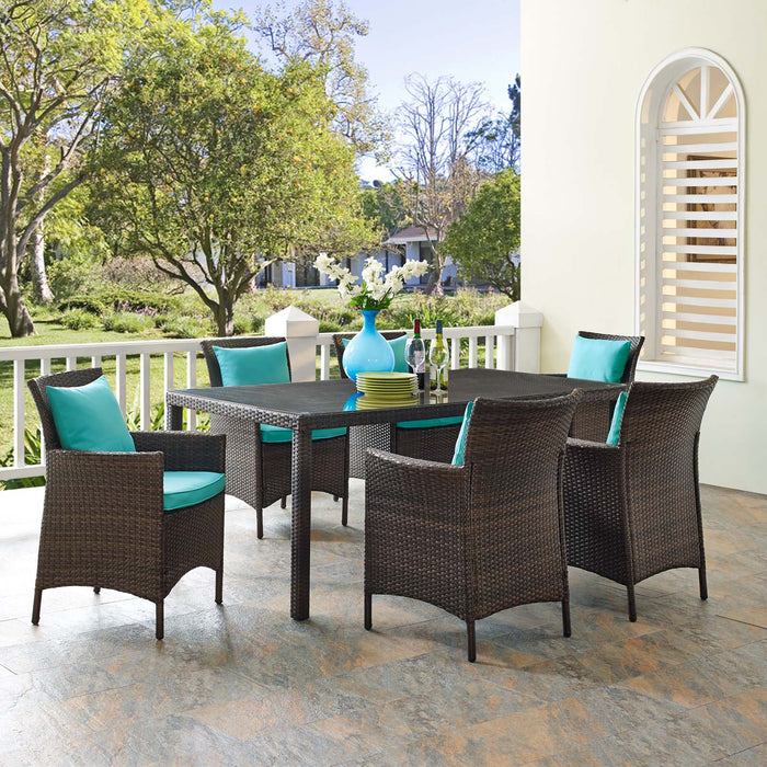 Conduit 7 Piece Outdoor Patio Wicker Rattan Dining Set