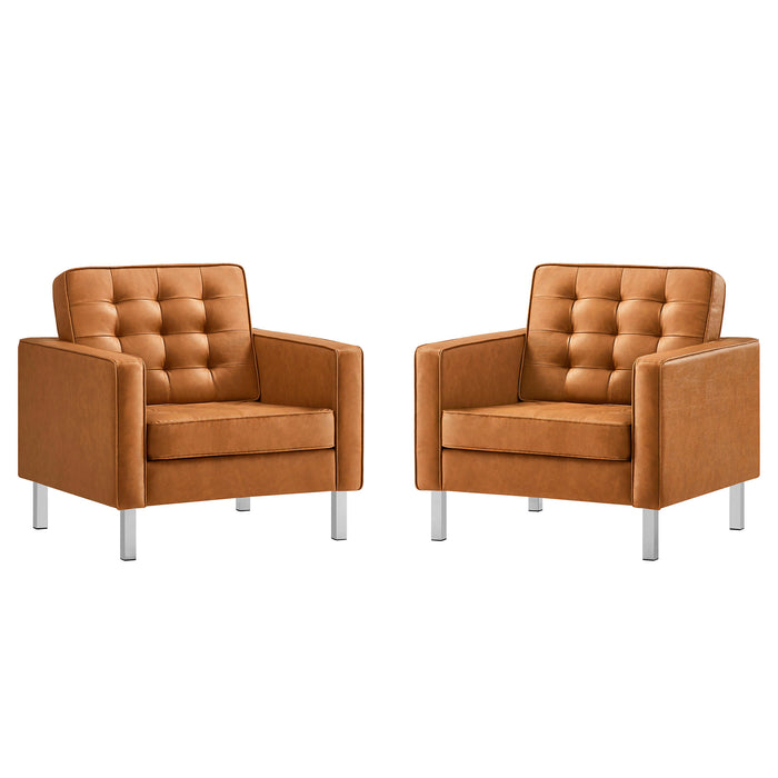 Loft Tufted Vegan Leather Armchairs - Set of 2