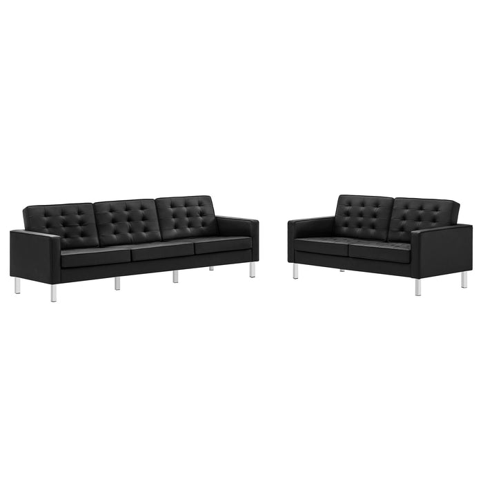 Loft Tufted Vegan Leather 2-Piece Furniture Set