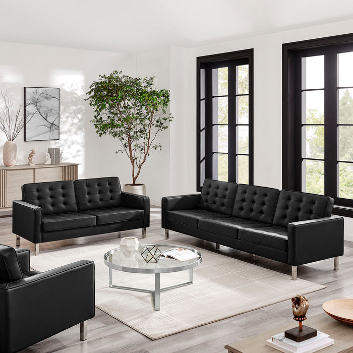 Loft Tufted Vegan Leather 2-Piece Furniture Set