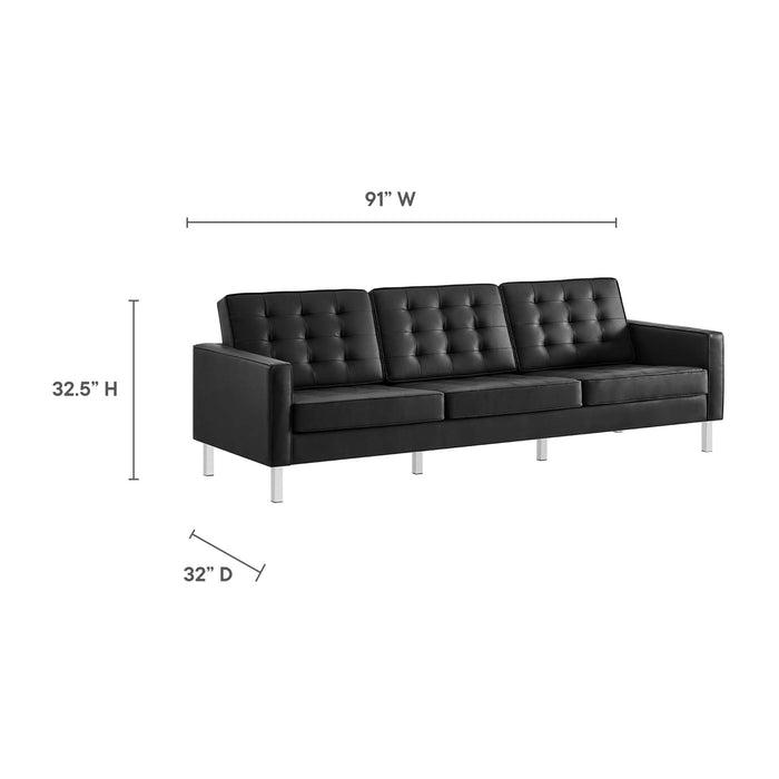 Loft Tufted Vegan Leather 2-Piece Furniture Set