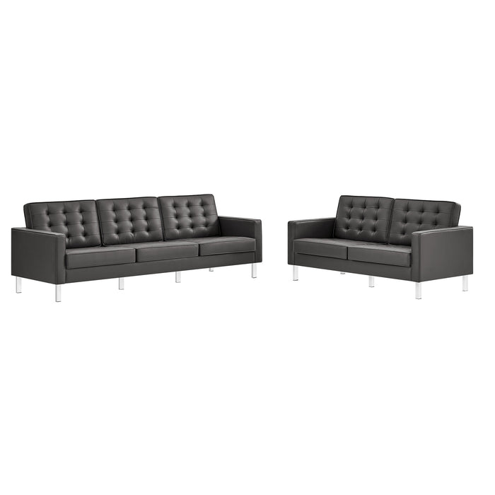 Loft Tufted Vegan Leather 2-Piece Furniture Set