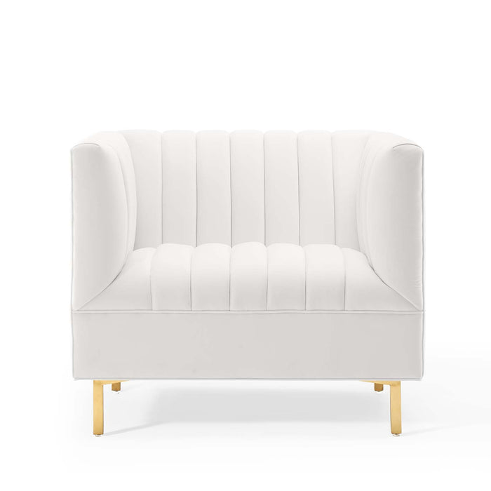 Shift Channel Tufted Performance Velvet Armchair