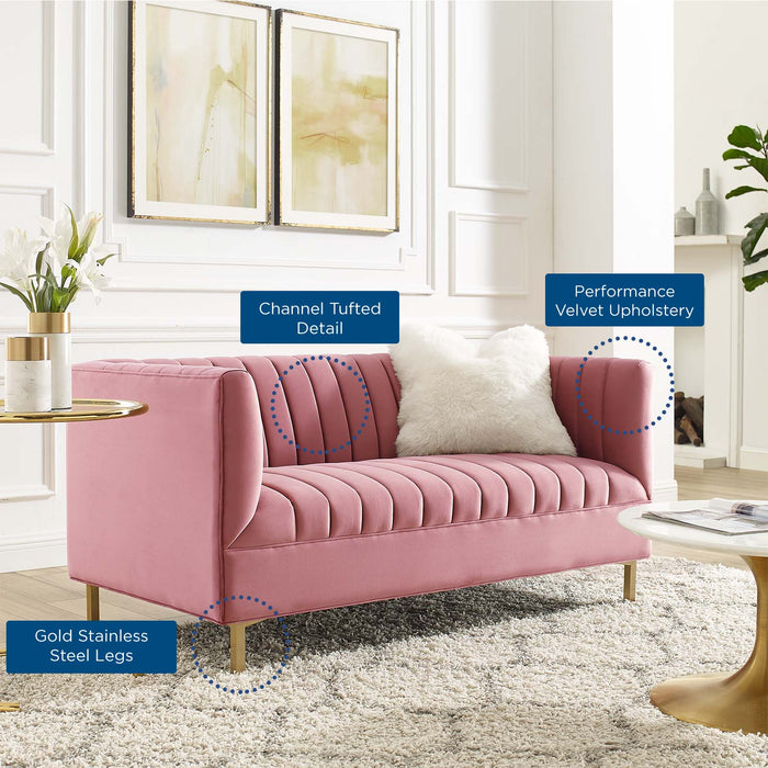 Shift Channel Tufted Performance Velvet Loveseat