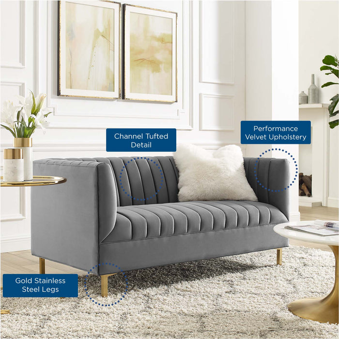 Shift Channel Tufted Performance Velvet Loveseat