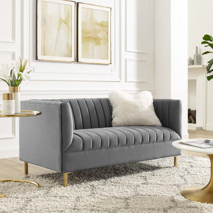 Shift Channel Tufted Performance Velvet Loveseat