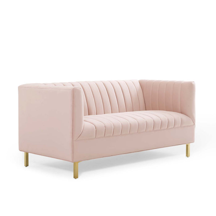 Shift Channel Tufted Performance Velvet Loveseat