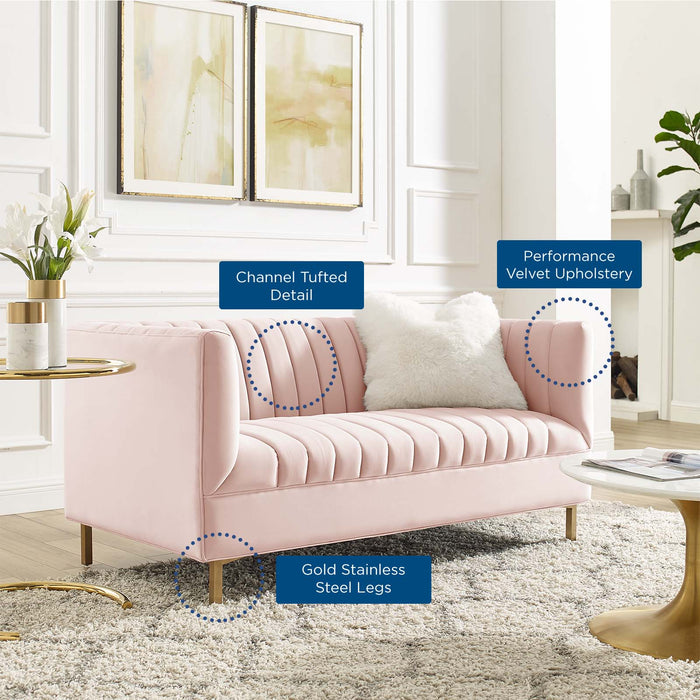 Shift Channel Tufted Performance Velvet Loveseat