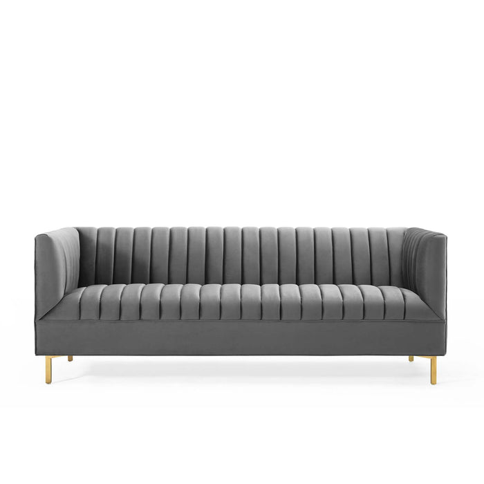 Shift Channel Tufted Performance Velvet Sofa