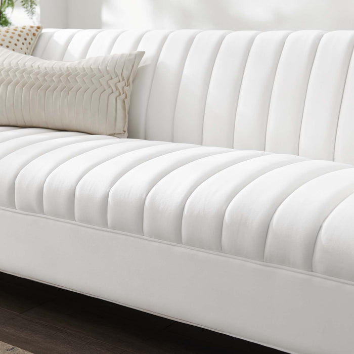 Shift Channel Tufted Performance Velvet Sofa