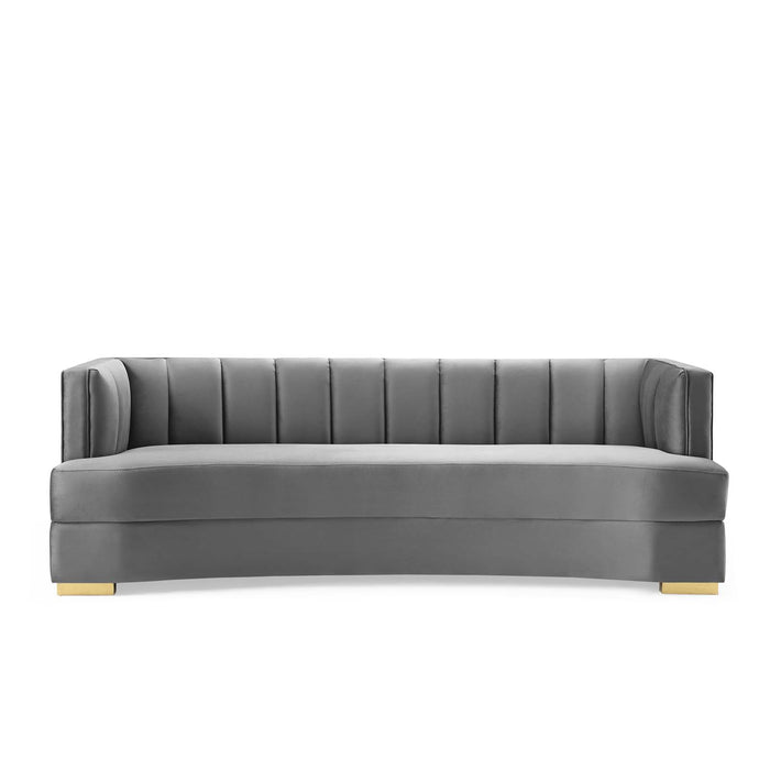 Encompass Channel Tufted Performance Velvet Curved Sofa