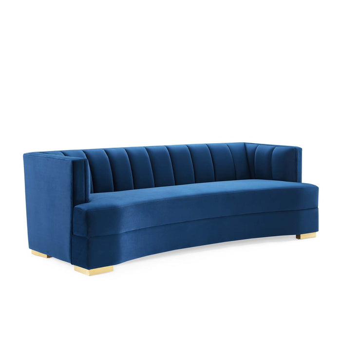 Encompass Channel Tufted Performance Velvet Curved Sofa