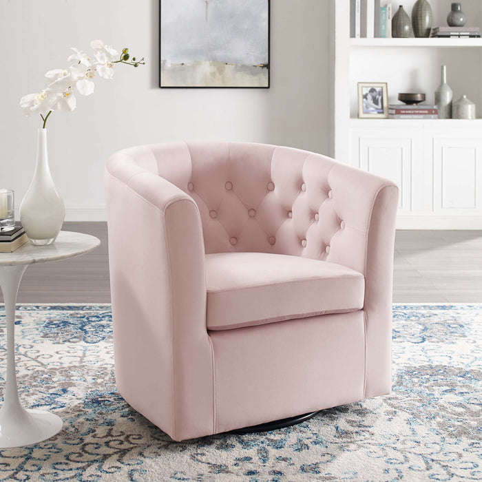 Prospect Tufted Performance Velvet Swivel Armchair