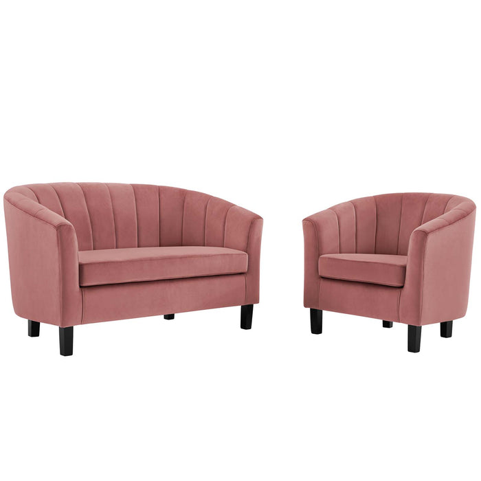 Prospect Channel Tufted Performance Velvet Loveseat and Armchair Set