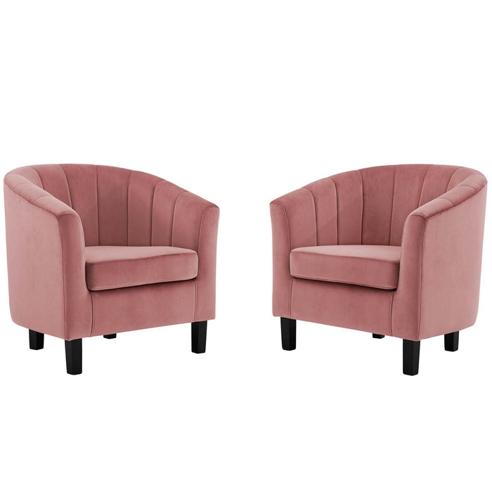 Prospect Channel Tufted Performance Velvet Armchair Set of 2