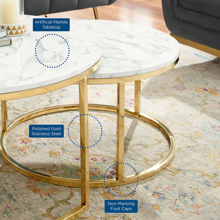 Ravenna Artificial Marble Nesting Coffee Table