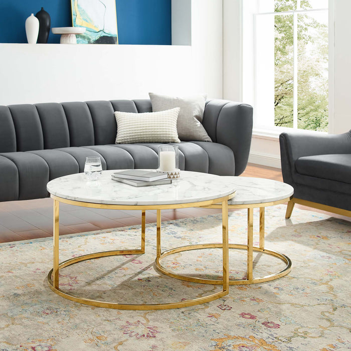 Ravenna Artificial Marble Nesting Coffee Table