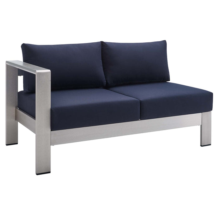 Shore Sunbrella® Fabric Aluminum Outdoor Patio Left-Arm Loveseat