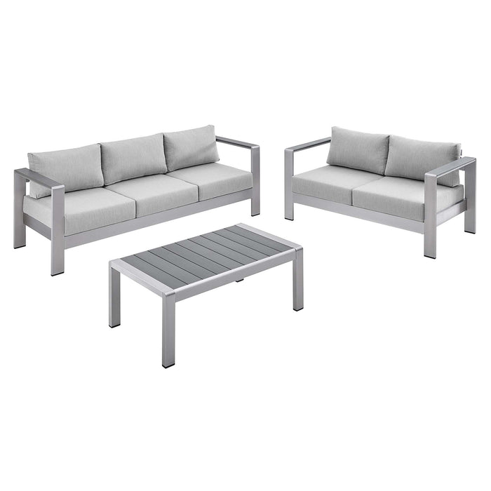 Shore Sunbrella® Fabric Outdoor Patio Aluminum 3 Piece Set