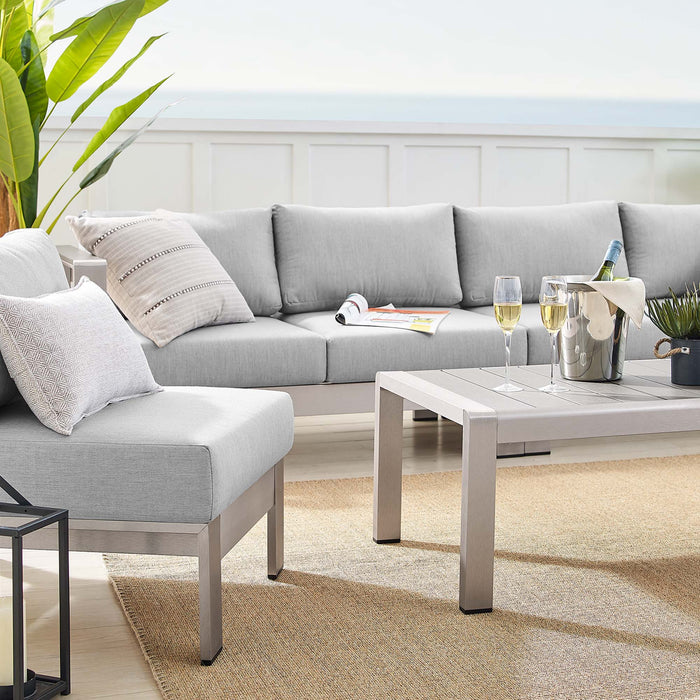 Shore Sunbrella® Fabric Outdoor Patio Aluminum 5 Piece Sectional Sofa Set