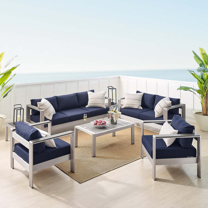 Shore Sunbrella® Fabric Outdoor Patio Aluminum 7 Piece Set