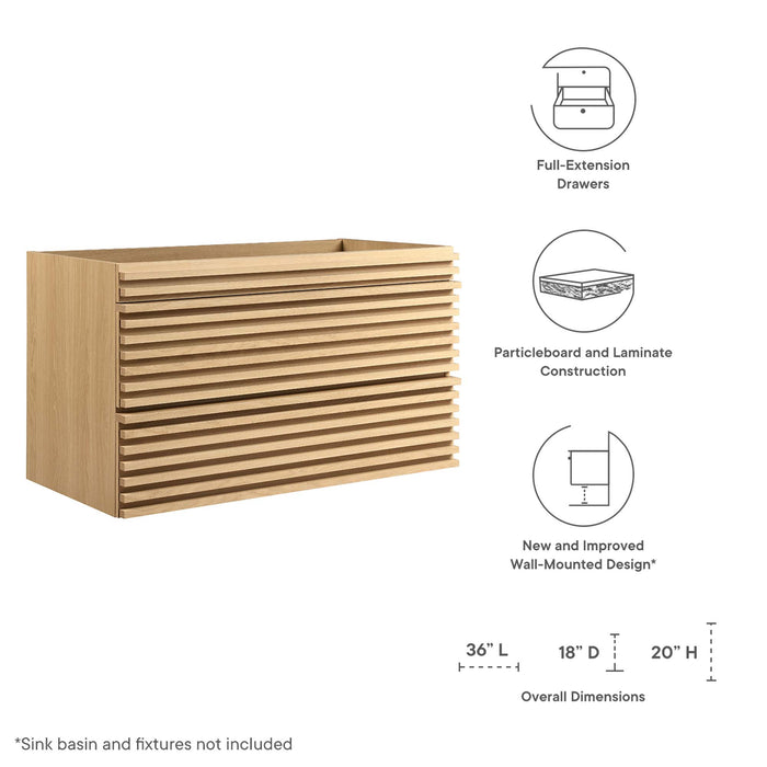 Render 36" Wall-Mount Bathroom Vanity Cabinet (Sink Basin Not Included)