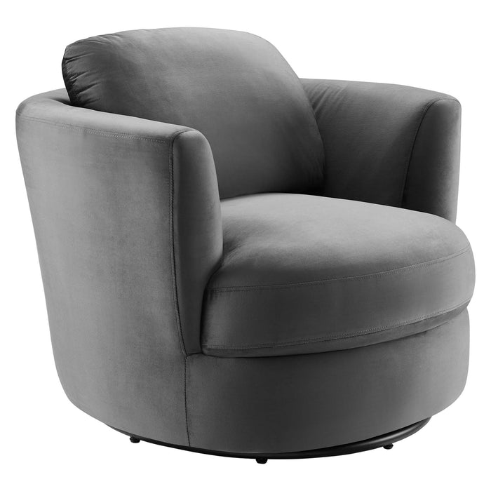 Pirouette Performance Velvet Swivel Armchair