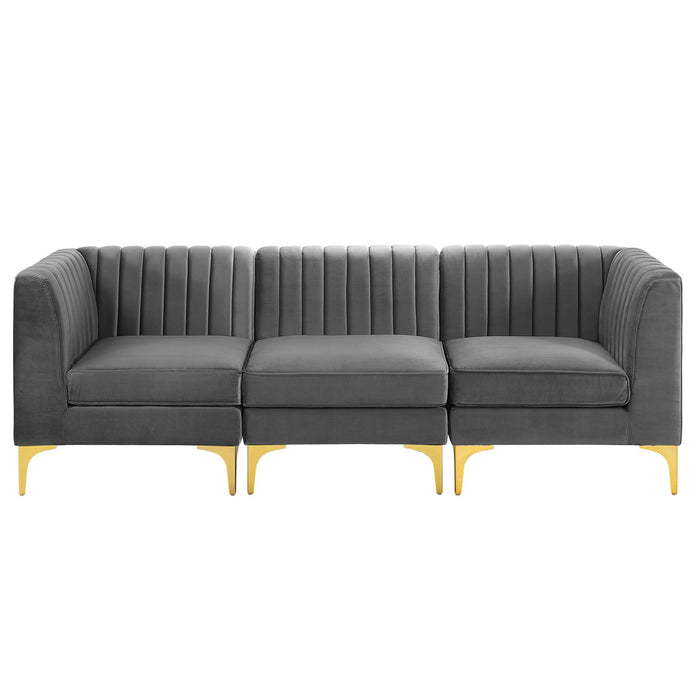 Triumph Channel Tufted Performance Velvet 3-Seater Sofa