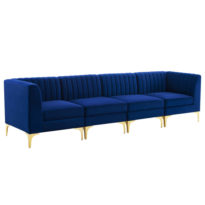 Triumph Channel Tufted Performance Velvet 4-Seater Sofa