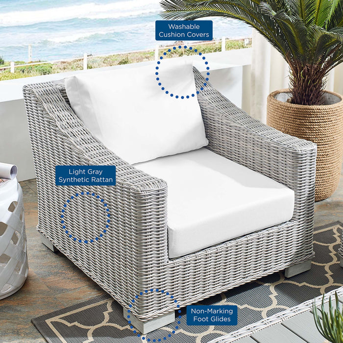 Conway Sunbrella® Outdoor Patio Wicker Rattan 2-Piece Armchair and Ottoman Set