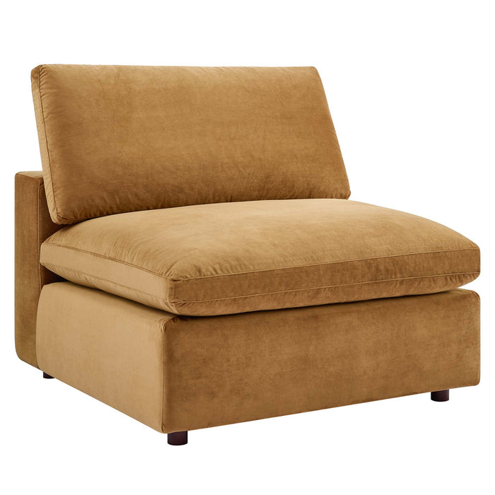 Commix Down Filled Overstuffed Performance Velvet Armless Chair