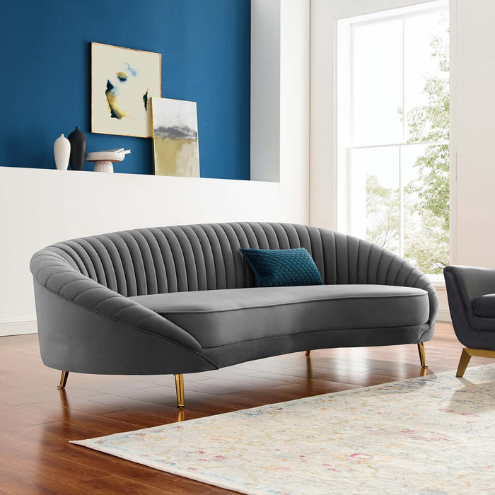 Camber Channel Tufted Performance Velvet Sofa