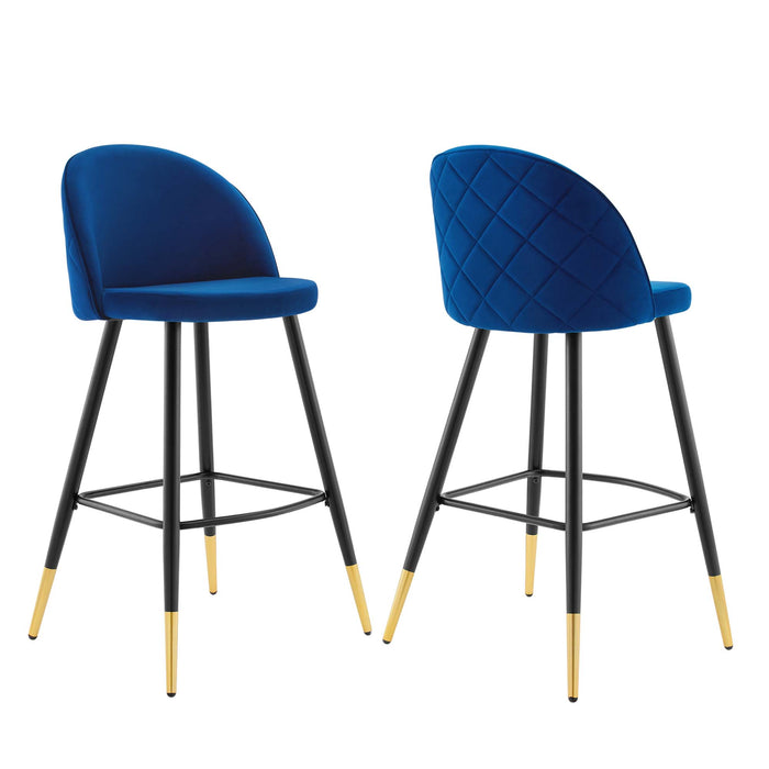 Cordial Performance Velvet Bar Stools - Set of 2