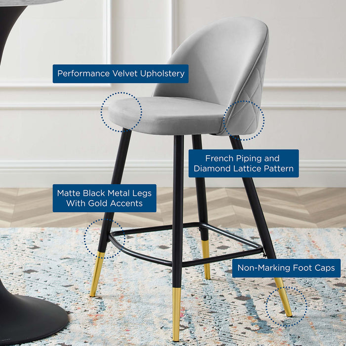 Cordial Performance Velvet Counter Stools - Set of 2