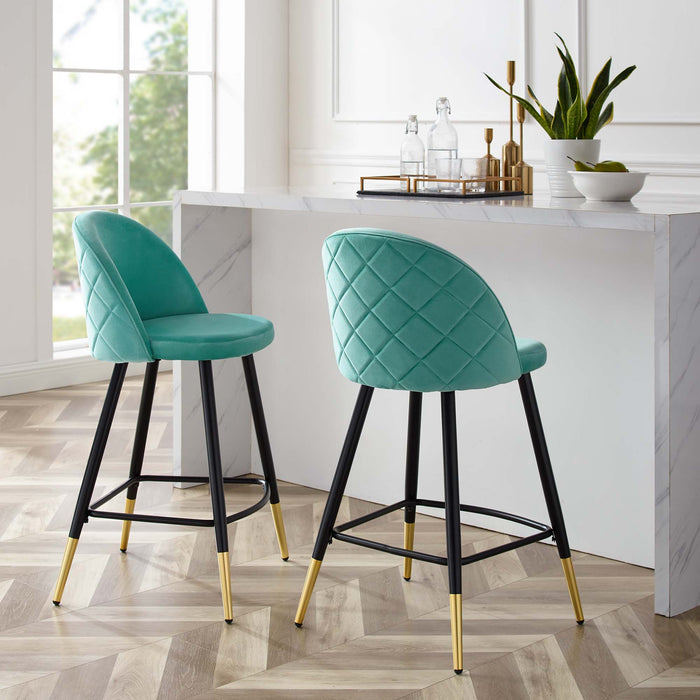 Cordial Performance Velvet Counter Stools - Set of 2