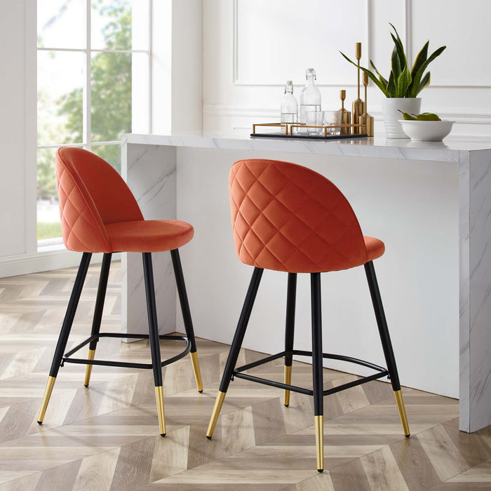 Cordial Performance Velvet Counter Stools - Set of 2