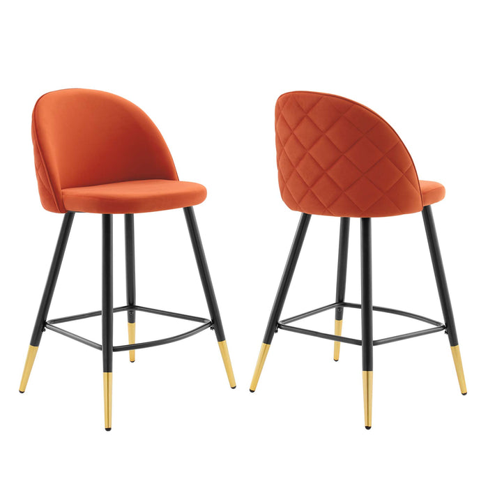 Cordial Performance Velvet Counter Stools - Set of 2