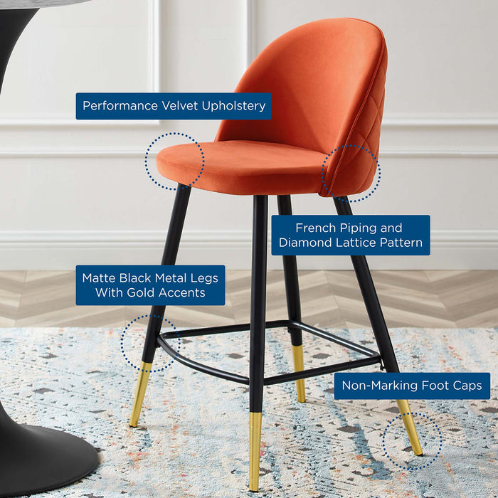 Cordial Performance Velvet Counter Stools - Set of 2