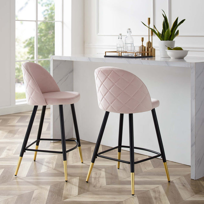 Cordial Performance Velvet Counter Stools - Set of 2